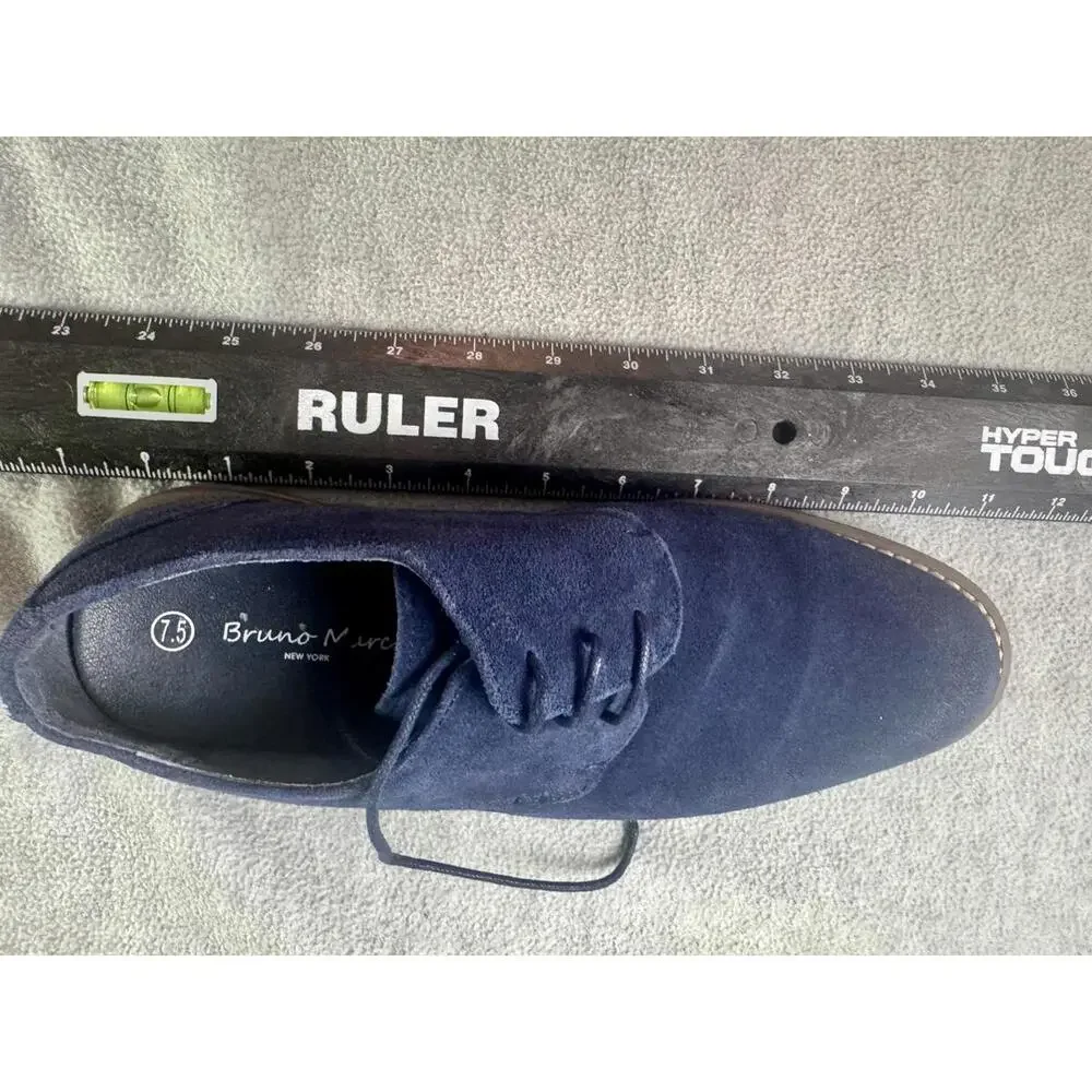 bruno‎ marc suede derby shoes navy blue mens 7.5 casual dress